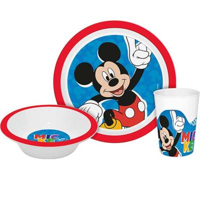 Kids Euroswan Kindergeschirr-Set Disney Mickey Mouse Geschirrset Teller Schüssel Becher von Kids Euroswan