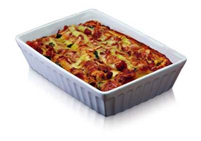 KitchenCraft World of Flavours Lasagne-Schale, Cannelloni und Nudelauflauf, Steingut, 33 x 21 cm, Weiß von KitchenCraft