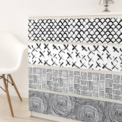 Möbelfolie Muster Set aus 4 modernen Pinselstriche-Mustern von Klebefieber