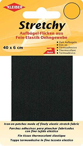 Kleiber + Co.GmbH Stretchy Aufbügel-Flicken, 100% Polyester, schwarz, 40 x 6 x 0,05 cm von Kleiber