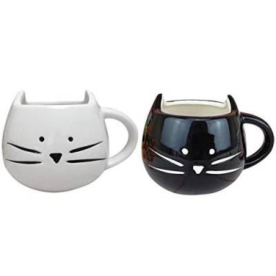 Knadgbft Interessante Kaffeetassen, schwarz und weiß, Kaffeetassen für Tee, lustige Keramik, niedliches Design, weiße Tassen, leicht zu reinigen und zu trocknen von Knadgbft