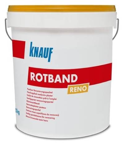 Knauf Rotband Reno Renovierspachtel 20kg - Dünnlagiges Verputzen von Ebenen Untergründen - Scheibenputz Rillenputz Gipsputz von Knauf Gips KG