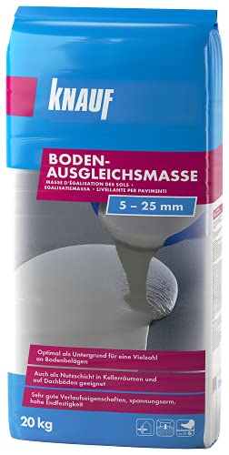 Knauf 125265 20 kg Bodenausgleichsmasse, Fließ-Spachtel, Nivellier-Masse – Estrich für Boden, innen und außen, 20-kg, zementgrau von Knauf