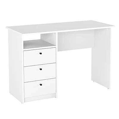 KOMTO Schreibtisch mit Schubladen - Bürotisch Computertisch Klein Arbeitstisch Büro PC-Tisch Kinderschreibtisch mit Stauraum | Moderner Schreibtisch Weiß | Oslo H 110 x 50 x 74 cm von KOMTO