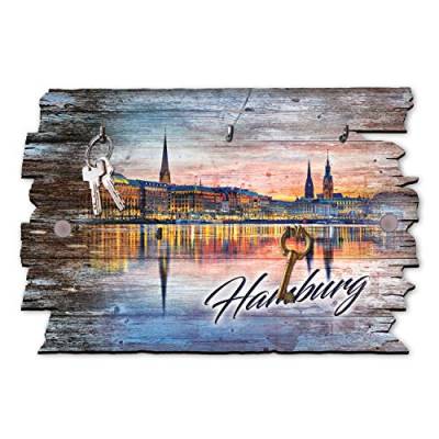 Kreative Feder Hamburg Hafen Designer Schlüsselbrett | Schlüsselleiste | Hakenleiste | Landhaus Shabby-Style aus Holz 30x20cm, HSB035 von Kreative Feder