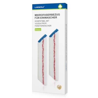LANMU 2 Stück Ersatz Bezug Mikrofaserbezug kompatibel mit Einwascher von Vileda Profi Fensterwischer 2in1 (Nicht für Fensterabzieher) von LANMU