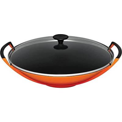 Le Creuset Gusseisen-Wok mit Glasdeckel, Ø 36 cm, 4,5 L, Ofenrot, 25304360900460 von LE CREUSET