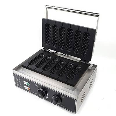 LENJKYYO Kommerzielle Edelstahl Profi Waffeleisen Nonstick 6-Units Elektrische Lutschbonbon Waffeln Am Stiel Waffelsticks Corn mit Timer 220V 1500W Hersteller Maschinen HotDogs von LENJKYYO