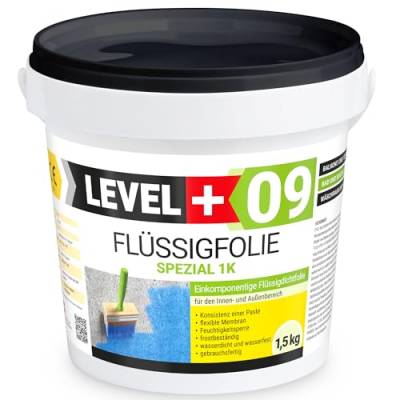 Flüssigfolie Spezial 1K, Balkonabdichtung, 1,5 kg Terrasse, Bad, Dusche, Keller, Dichtmasse, Abdichtung, RM09 von LEVEL PLUS