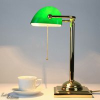 Designer Bankerlampe mit 24K vergoldet - vergoldet mit 24 Karat, Grün von LICHT-ERLEBNISSE