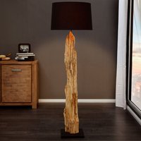 Stehlampe E27 175 cm Schwarz Natur Holz Modern Stehleuchte - Natur, Schwarz von LICHT-ERLEBNISSE