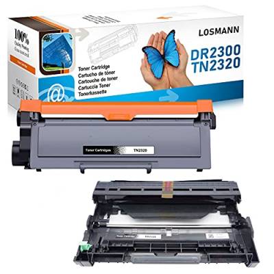 LOSMANN 1x Toner & 1x Trommel Kompatibel zu Brother TN2320 DR2300 für Brother HL-L 2300 D HL-L 2300 Series HL-L 2320 D HL-L 2321 D HL-L 2340 DW HL-L 2360 DN HL-L 2360 DW HL-L 2361 DN HL-L 2365 DW von LOSMANN