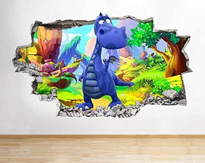 Tiere Drachen Kinder zertrümmert Wandtattoo Poster 3D Kunst Aufkleber Vinyl Zimmer- Wandtattoo Wandbild Poster Deko- 50x70cm von LYHDP