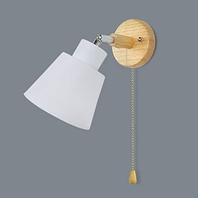 LZGS Go Swing Bands Wandlampe mit Schalter Macaron E27 Lampentyp Zugschnurschalter Wandleuchte Holz Nachttischlampe für Wohn- Und Schlafzimmer(Weiß) von LZGS Go Swing Bands
