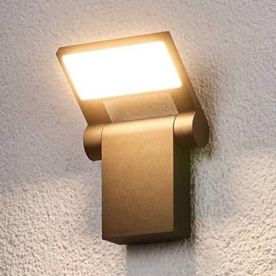 Lucande LED Wandleuchte außen 'Marius' (spritzwassergeschützt) (Modern) in Alu aus Aluminium (1 flammig,) - LED-Außenwandleuchten Wandlampe, Led Außenlampe, Outdoor Wandlampe für Außenwand/Hauswand von Lucande