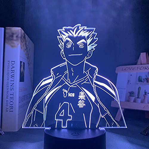 Anime LED Nachtlampe Haikyuu Koutarou Bokuto für Schlafzimmer Decor Nightlight Kids Geburtstagsgeschenk Manga 3D Illusion Licht-16 Farbe mit Fernbedienung_BQ3. von Lbvrgg