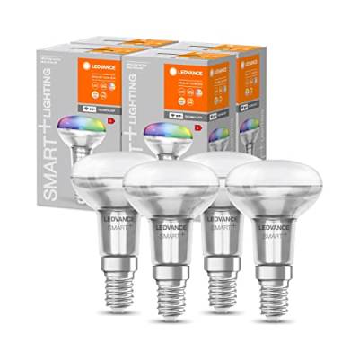 LEDVANCE Smarte LED R50 Spotlampe mit Wifi Technologie, E14, RGB-Farben & Lichtfarbe änderbar, Reflektorlampe als Ersatz für herkömmliche 40W-Glühbirnen, steuerbar mit Alexa, Google & App, 4er-Pack von Ledvance