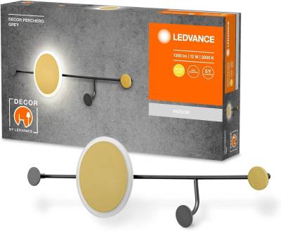 Ledvance LED Wandleuchte LEDVANCE DECOR Perchero Garderobenhaken770mm,grau,kombinierte Nutzung, warmweißer, Energieeffizient von Ledvance