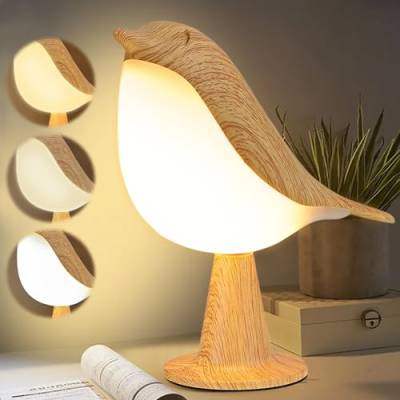 LED Vogel Tischlampe, 3 Modi LED Tischlampe Nachttischlampe Dimmbar Tischlampe Nachttischlampe mit Aromatherapie Leselampe mit USB Typ-C Anschlüssen für Wohnzimmer, Schlafzimmer von Leikurvo