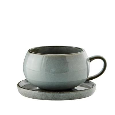 Lene Bjerre Tee-Tasse mit Henkel mit Untertasse Amera, grau, Keramik von Lene Bjerre