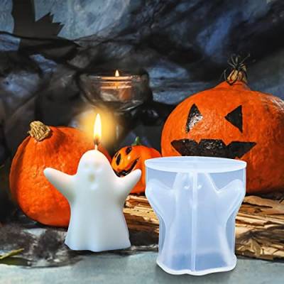 Halloween Silikonform, Kerzenformen zum Gießen, 3D Geist Silikonform Kerze, Geist Kerzenform Silikon, DIY Kerzengießformen aus Silikon für Handarbeit Ornamente, Duftkerze und Halloween Deko (A) von Lergas