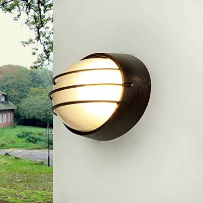 Licht-Erlebnisse Wandleuchte Outdoor Aluminium Glas in Kupfer Antik IP44 Haustür B:22 cm E27 Rustikal Maritim blendarme Außenlampe Wand AMSTERDAM von Licht-Erlebnisse