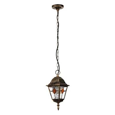 Licht-Erlebnisse Hängelampe Außen Aluminium Glas in Kupfer Antik IP44 Garten Terrasse B:15 cm E27 Rustikale Laterne Tiffany Pendelleuchte SALZBURG von Licht-Erlebnisse