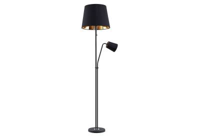 Lindby Stehlampe Efalia, Leuchtmittel nicht inklusive, Modern, Stahl, Textil, Schwarz, gold, 2 flammig, Stehleuchte von Lindby