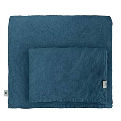 Linen & Cotton Weicher Griff Bettwäsche Set Alicia -100% Leinen Gewaschen, Petrol Blau (200 x 200 cm) Bettbezug Bettdeckenbezug Deckenbezug Einfarbig Wendebettwäsche Doppelbett Schlafzimmer Hotel von Linen & Cotton