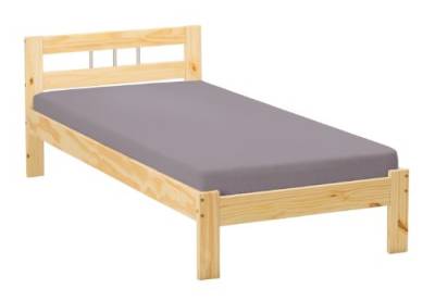 Inter Link – Holzbett - Bettrahmen – Bettgestell – Jugendbett – Gästebett – Einzelbett – Modernes Bett aus Kiefer Massivholz – ohne Lattenrost – Natur Lackiert – Jana 90 x 200 cm von Inter Link