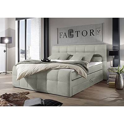 Lomadox ® Boxspringbett mit Bettkasten 180x200cm, Hotelbett Doppelbett in Beige, Komfortschaum-Topper, 180 x 200 cm, H2, 7-Zonen-Taschenfederkern-Matratze von Lomadox