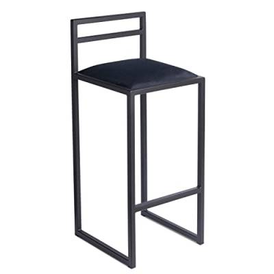 FERRO modern design Barhocker Schwarz mit Lehne 95 cm - Metall Barstuhl mit Gepolstertem Sitz - Loft Style von FERRO modern design