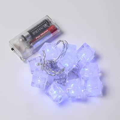 LED Lichterkette EISWÜRFEL - 10 blaue LED - Batteriebetrieb - L: 90cm (kaltweiß) von MARELIDA