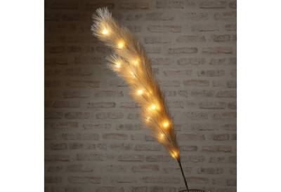 MARELIDA LED-Leuchtzweig LED Federbüschel Pampasgras Dekozweig Leuchtzweig 118cm khaki, 15-flammig von MARELIDA