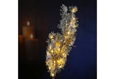 MARELIDA LED-Leuchtzweig LED Tannenzweig mit Zapfen Leuchtzweig Schneeoptik 30LED 50cm Außen, 30-flammig von MARELIDA