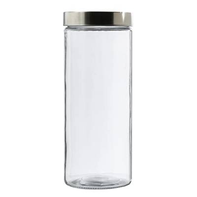 MARELIDA Vorratsdose - Vorratsglas mit Edelstahldeckel - D: 11cm - Lebensmittel Glasbehälter (Größe XL - 2,2 Liter) von MARELIDA