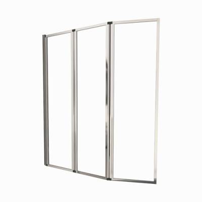 Marwell Triple Chrome Duschwand für Badewanne 125 x 143 cm Badewannenfaltwand in chrom Badewannenaufsatz mit klarglas von MARWELL