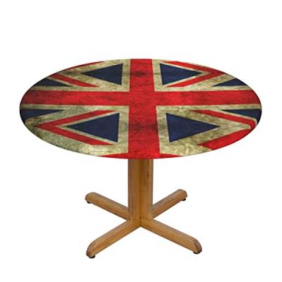 MARXAN Runde Tischdecke mit britischer Flagge im Vintage-Stil, elastischer Rand für Küche, Esszimmer, Terrasse, Partys (für 101,6–127 cm Tisch) von MARXAN