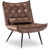 M Mcombo moderner Sessel Relaxsessel 4779BR-1,für Wohnzimmer,mit Taillenkissen,Retro Vintage Lesesessel,ohne Hocker,Mikrofaser,Braun - Braun von MCOMBO