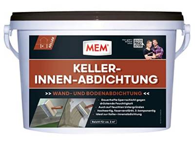 MEM Keller-Innen-Abdichtung, Dauerhafte Sperrschicht gegen eindringendes Wasser, 2-komponentige Wand- und Bodenabdichtung, Gegen drückende Feuchtigkeit, 5 kg von MEM
