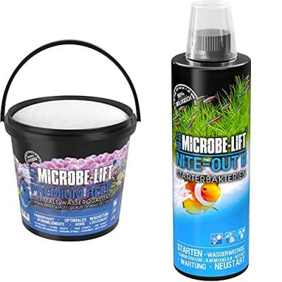 MICROBE-LIFT Premium Reef Salt 10kg & Nite-Out II – Bakterienstarter für Süß- und Meerwasser Aquarium, für schnellen Fischbesatz, 473ml von MICROBE-LIFT