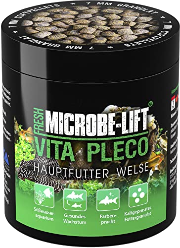 MICROBE-LIFT Vita Pleco - 250 ml - Premium Soft Granulatfutter für Welse. Unterstützt Farbenvielfalt und Wachstum in Süßwasseraquarien, kaltgepresst. von MICROBE-LIFT