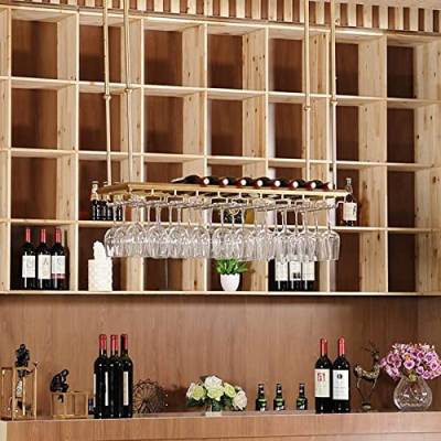 MIQXUAN Weinregal, Weinaufbewahrungsregale, an der Decke montierter hängender Weinflaschenhalter, schwimmendes Weinregal mit Stielglashalter für Unterschrank, Küche, Bar/100 x 35 cm von MIQXUAN