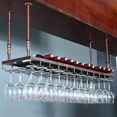 MIQXUAN Weinregal, Weinflaschenhalter, Weinregale, Decken-Weinhalter, hängende Weinglasregale aus Metall, Stielglasregale für die Bar, die Küche zu Hause von MIQXUAN