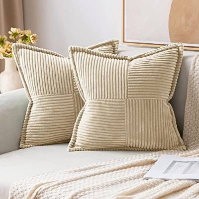 MIULEE 2er Set Kordsamt Kissenbezüge Samtkissen Weich Dekokissen Dekorativ Kissenbezug Modern Kissenhülle Sofakissen Zierkissen Couchkissen für Wohnzimmer Schlafzimmer Beige 40x40 cm von MIULEE