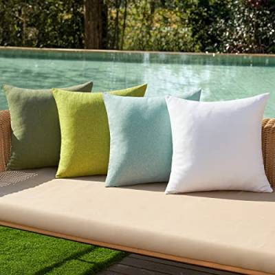 MIULEE Outdoor Kissenbezug Wasserdicht Kissen Wasserfest Dekorative Kissenbezüge Leinen-Optik Sofakissen Dekokissen für Garten Sofa Couch Wohnzimmer Schlafzimmer 4er Set 40x40 cm Grüne Serie von MIULEE