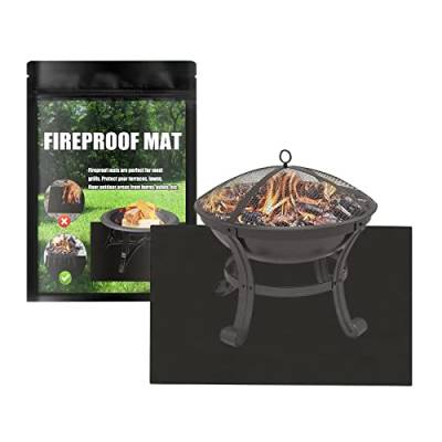 Feuerschale Matte Feuerstelle Matte, 39*72 Zoll Unter Grill Feuerfeste Unterlage, Hitzebeständige Schutzmatte für Boden Rasen Gras Terrasse Balkon Deck Outdoor Holzverbrennung Holzkohlegrill, Schwarz von MKNZOME