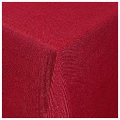 Tischdecke Damast Maßanfertigung im Leinen-Design in Rot eckig 130x180 cm, weitere Farben und Größen wählbar von MODERNO
