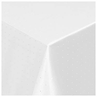 Tischdecke Damast Maßanfertigung im Punkte-Design in Weiss eckig 130x270 cm, weitere Farben und Größen wählbar von MODERNO