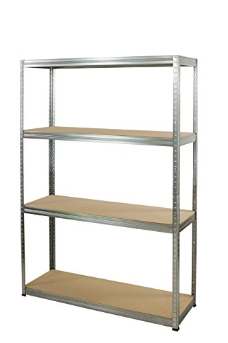 Metallregal Steck- Werkstatt- Lager- Schwerlastregal HELIOS HxBxT 180x120x35 cm VERZINKT oder viele FARBEN Tragkraft bis 400 Kg je Boden (HxBxT: 180x120x35cm, 4 Böden, 175 kg pro Boden, verzinkt) von MODO24